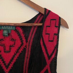 Rare Vintage Lauren Ralph Lauren Hand Knit Southwestern Vest, 100% Linen, Size L